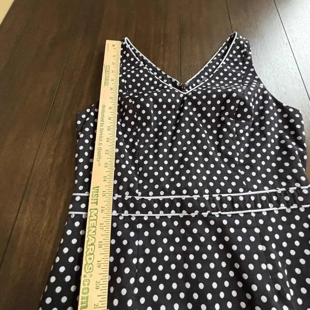 The Limited Dress Womens Size 12 Black Blue Polka Dot Zip Back Sleeveless Pencil